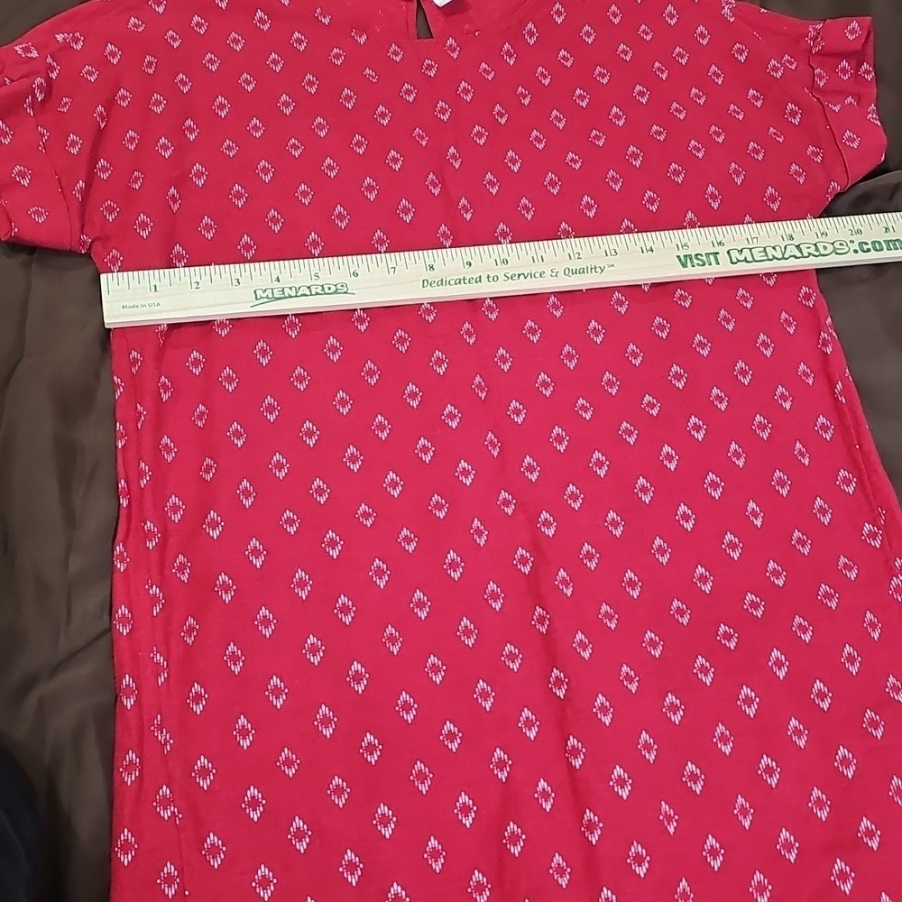 Old Navy Printed Linen-Blend Red White Short Sleeve Shift Dress Size M - Picture 4 of 6